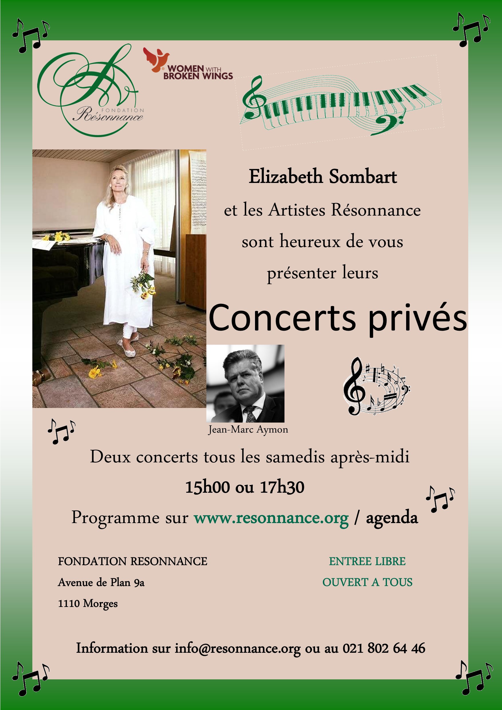 Concerts privés Résonnance, deux concerts avec Elizabeth Sombart