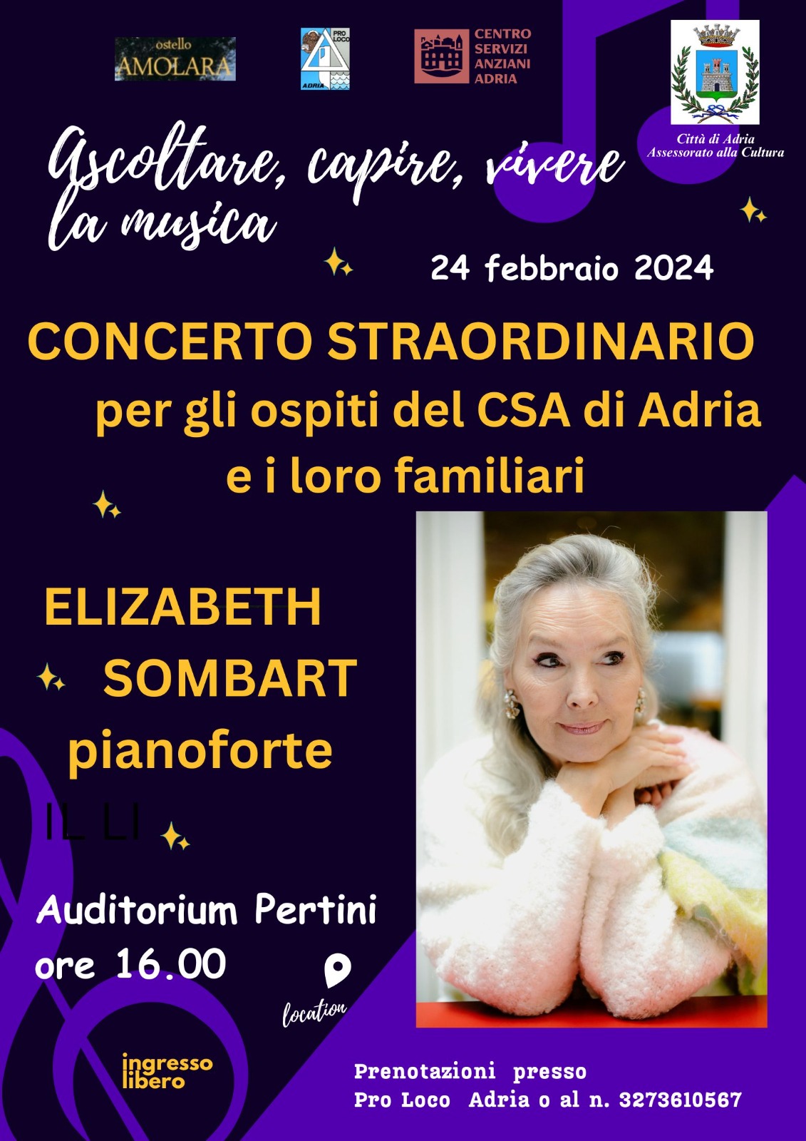 Concert de solidariété avec Elizabeth Sombart - Italie: Casa anziani CSA Adria