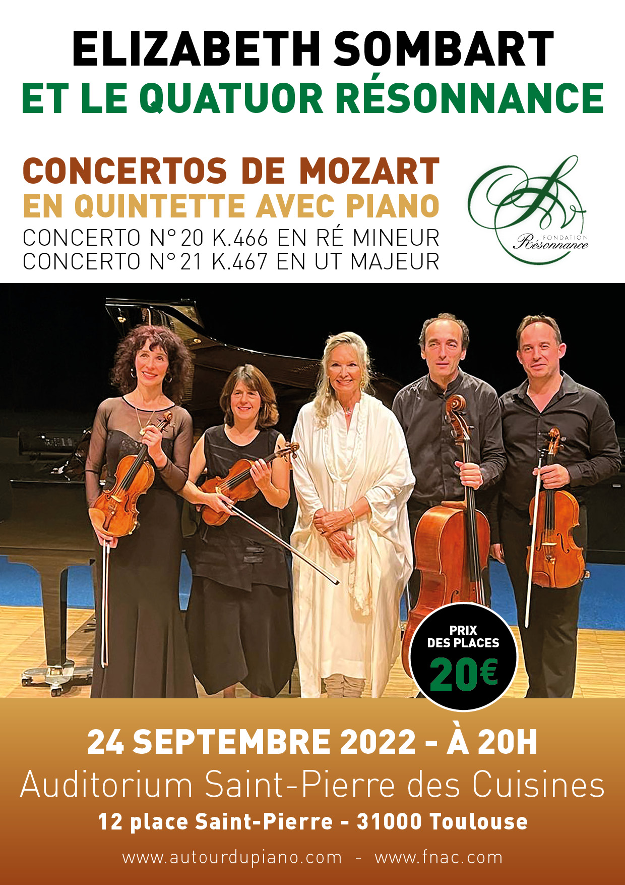 Concertos de Mozart avec Elizabeth Sombart et le Quatuor Résonnance