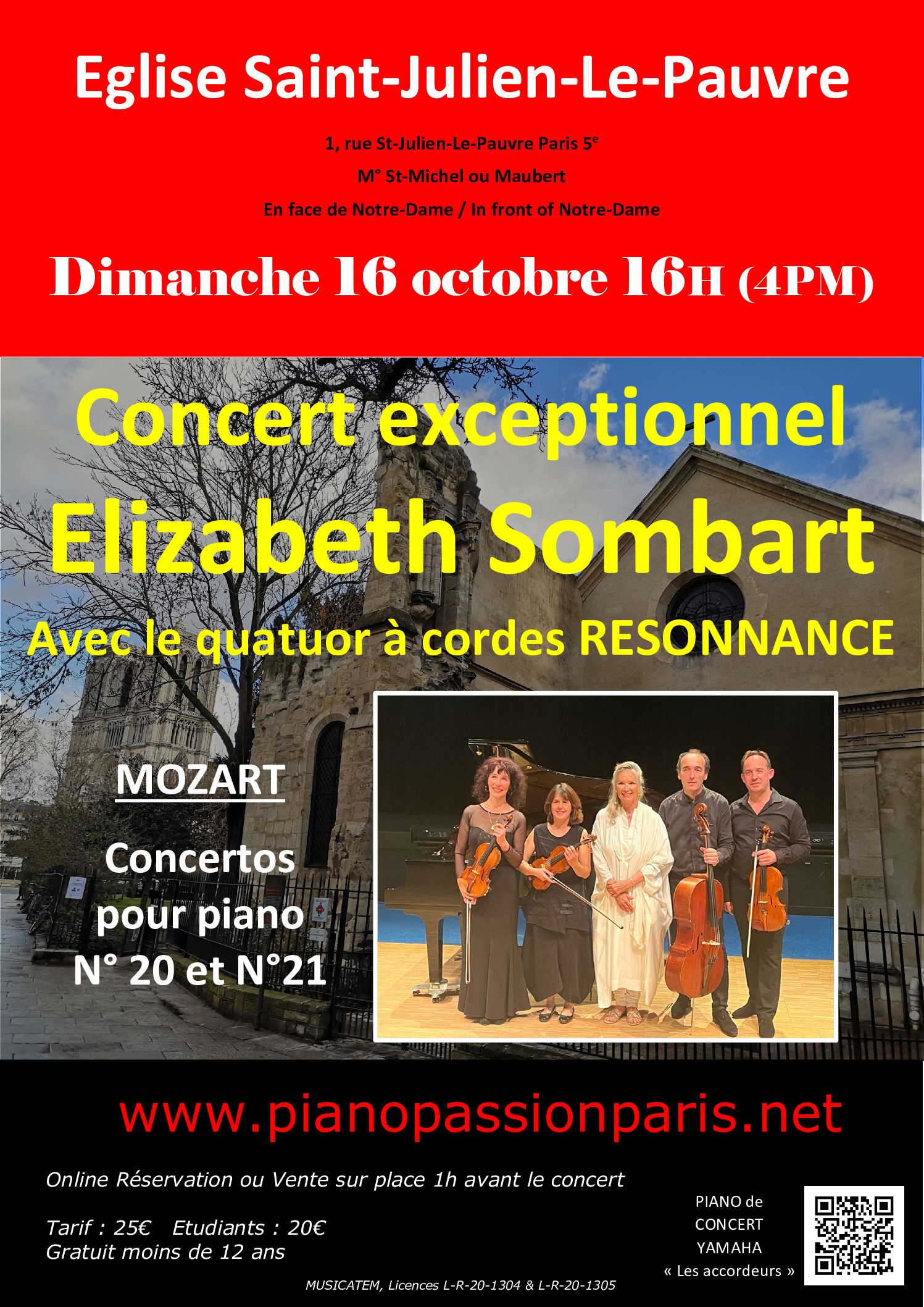 Concertos de Mozart avec Elizabeth Sombart et le Quatuor Résonnance