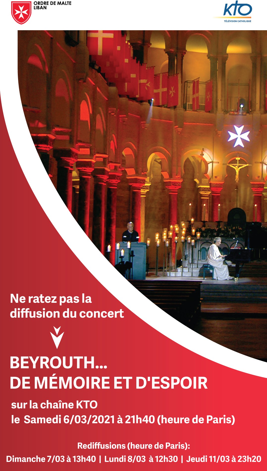 Concert sur la chaine KTO "BEYROUTH... DE MEMOIRE ET D'ESPOIR", récital Elizabeth Sombart
