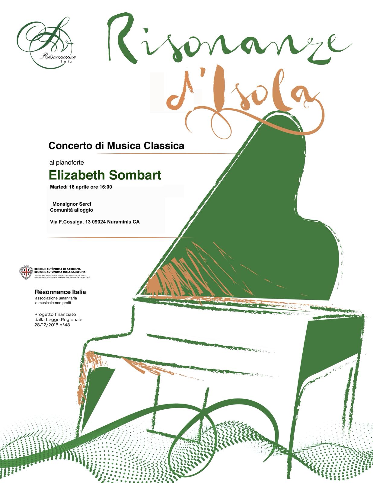 Concert de solidarité avec Elizabeth Sombart, série de 35 concerts en Sardaigne avec les musiciens de Résonnance